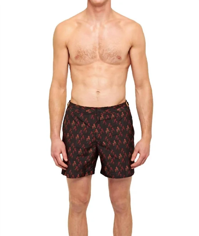 Bulldog Aquila Print Mid-Length Shorts In Black/port