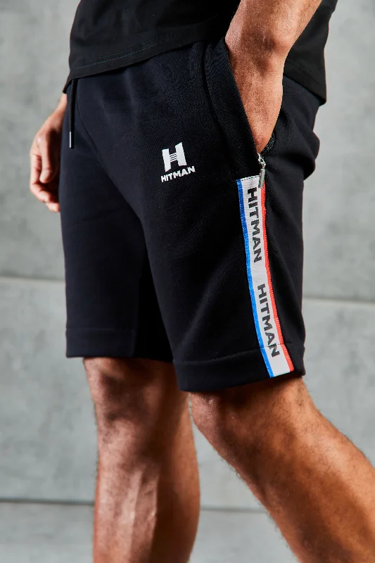 Black Tri Tape Cotton Shorts