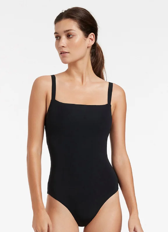 Jetset Square Neck Tank One Piece - Black