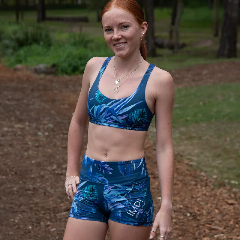 IMPI High Waist Running Short - Blue Floral Burst