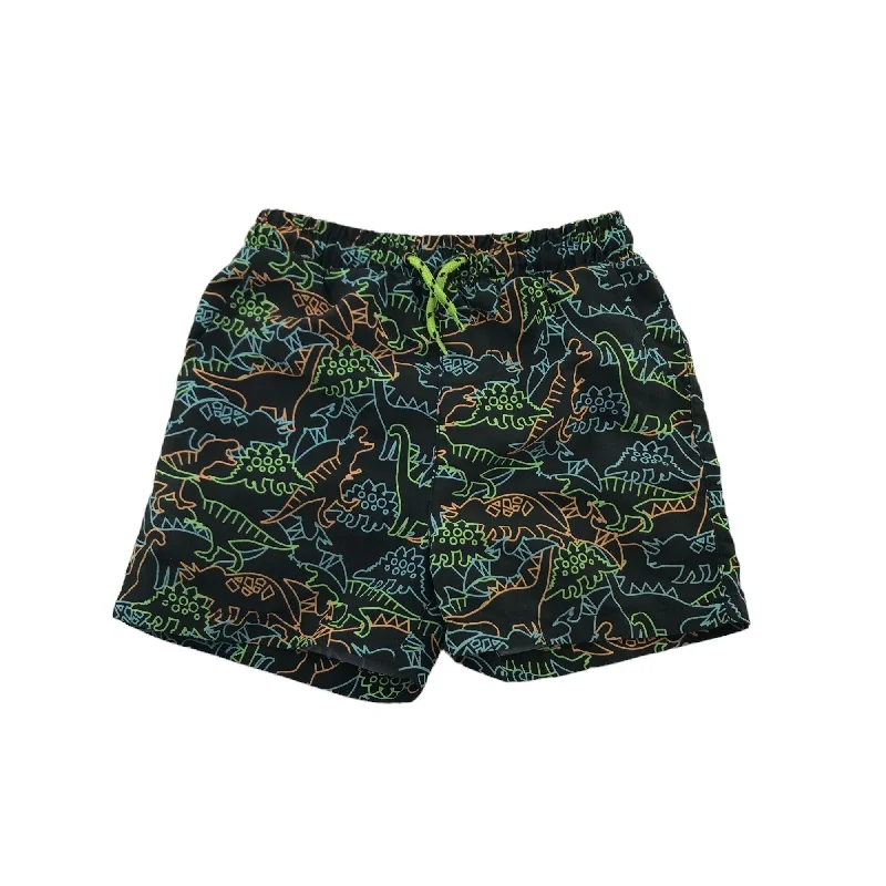 Tu Swim Trunks Age 5 Black and Multicoloured Dinosaur Print Shorts