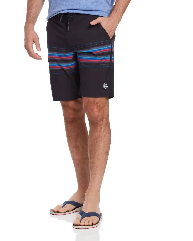 Rockaway Stripe 8" Board Shorts In Black/red