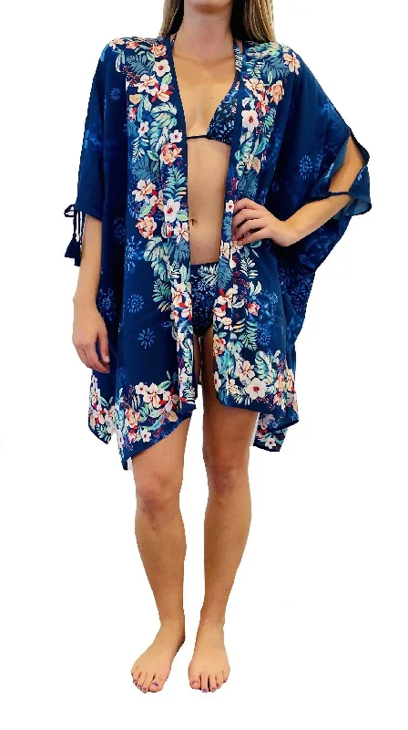 Annia Short Kimono In Blue Multi