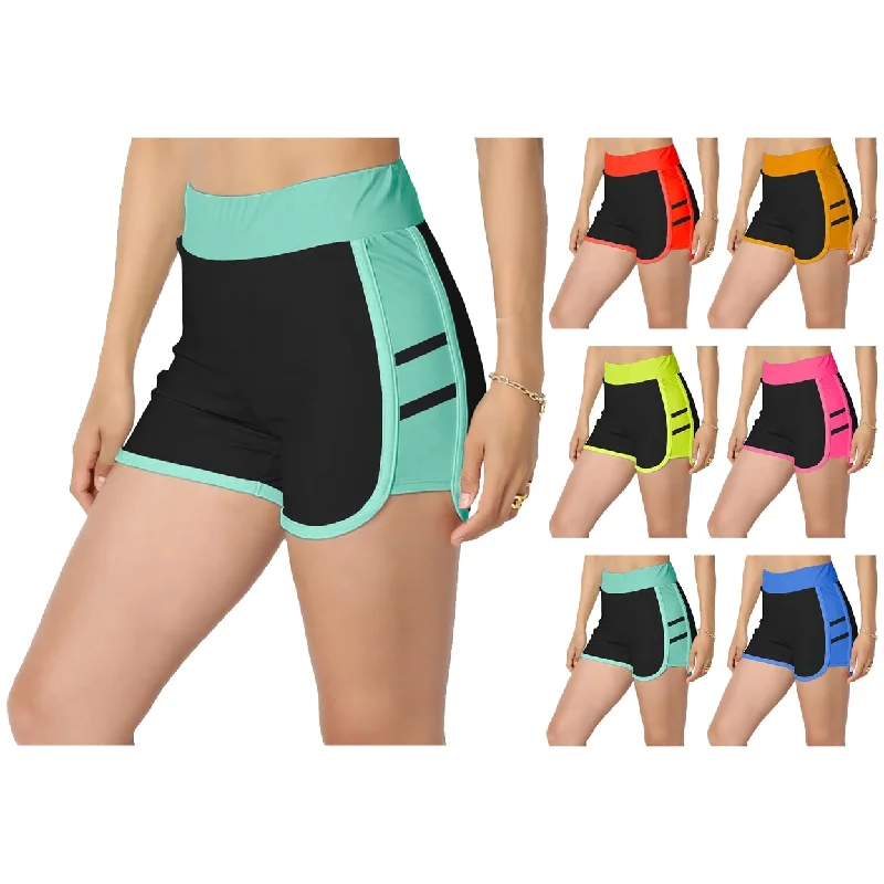 6Pack Womens Athletic Summer Yoga Gym Running Dolphin Breathable Fitness Shorts