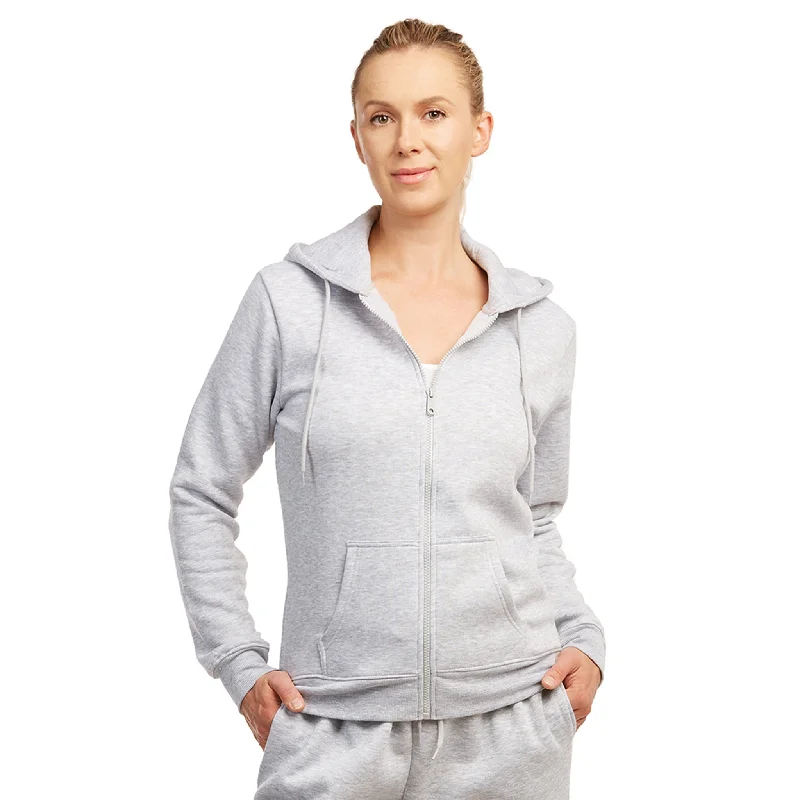 SOFRA LADIES FLEECE HOODIE JACKET (LHD2000) - BLACK/H.GRY/SAND