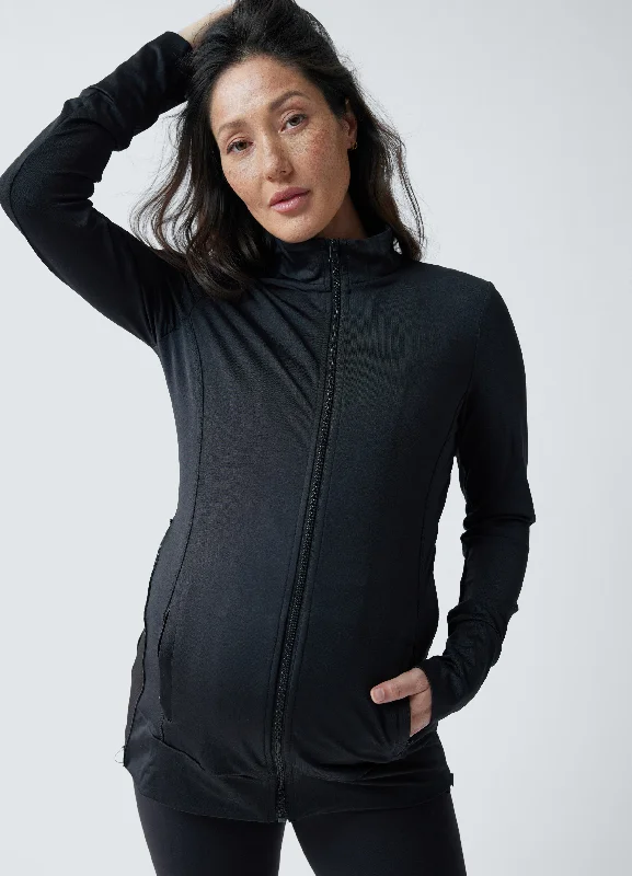 Active Maternity Side Zip Jacket Black